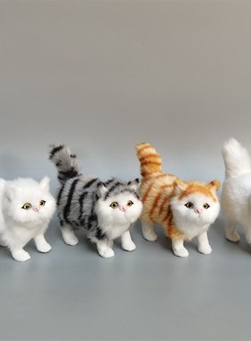 仿真猫咪 仿真灰猫小猫咪摆件摆件花猫工艺品玩具波斯猫橱窗摆件