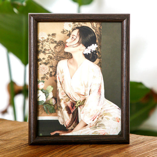 实木相框摆台洗照片定制做成diy定制6寸高清打印装裱复古木质挂墙