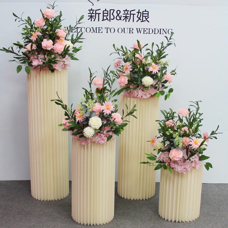 婚庆道具甜品台假花立柱摆放花球花柱酒店婚礼布置橱窗装饰摆件