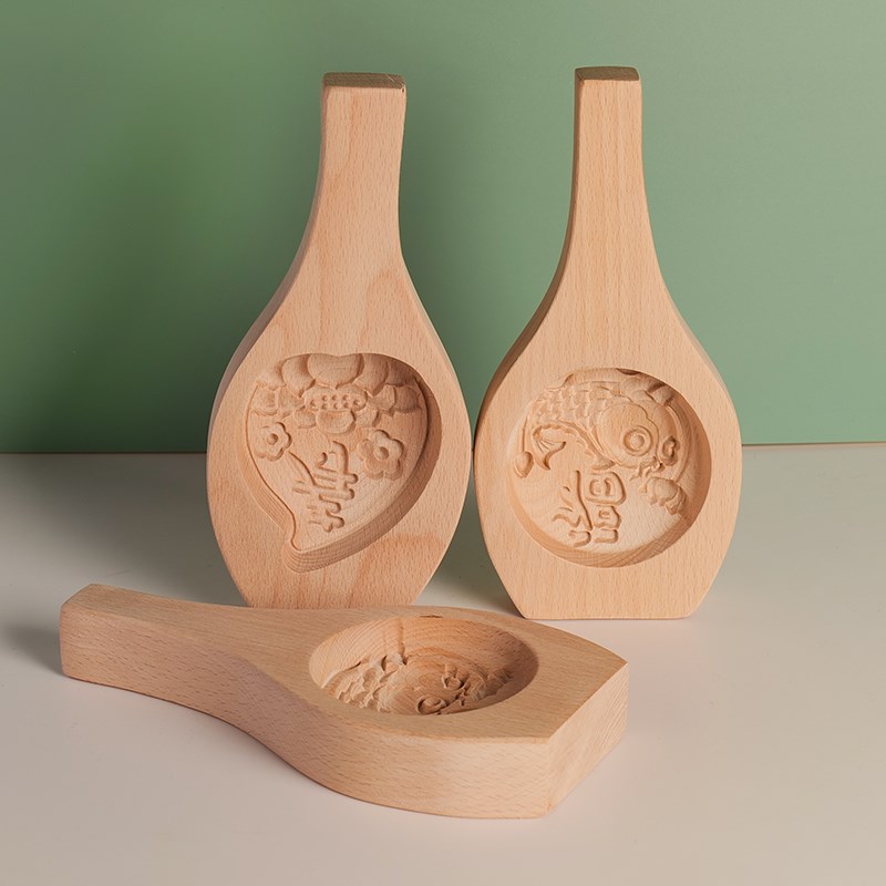 青团清明果印糕板金团模具模板南瓜饼印面食实木模具鲤鱼锦鲤图案