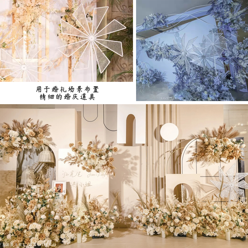 婚庆道具电动旋转发光风车路引婚礼舞台布置铁艺摩天轮橱窗摆件