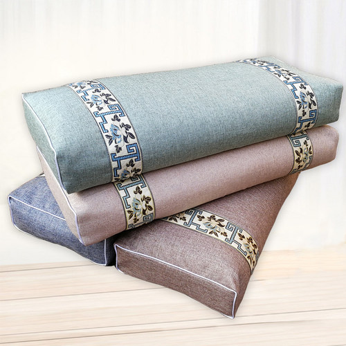 中式复古仿古养生助眠护颈椎单人高枕亚麻棉麻黑苦荞壳荞麦皮枕头