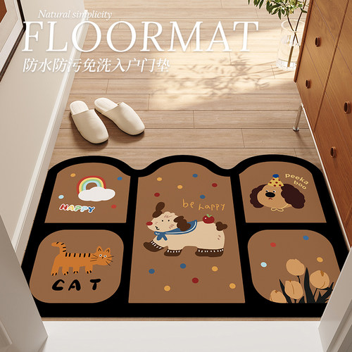 卡通美拉德入户门地垫2025新款耐脏免洗pvc进门地毯可裁剪门口垫