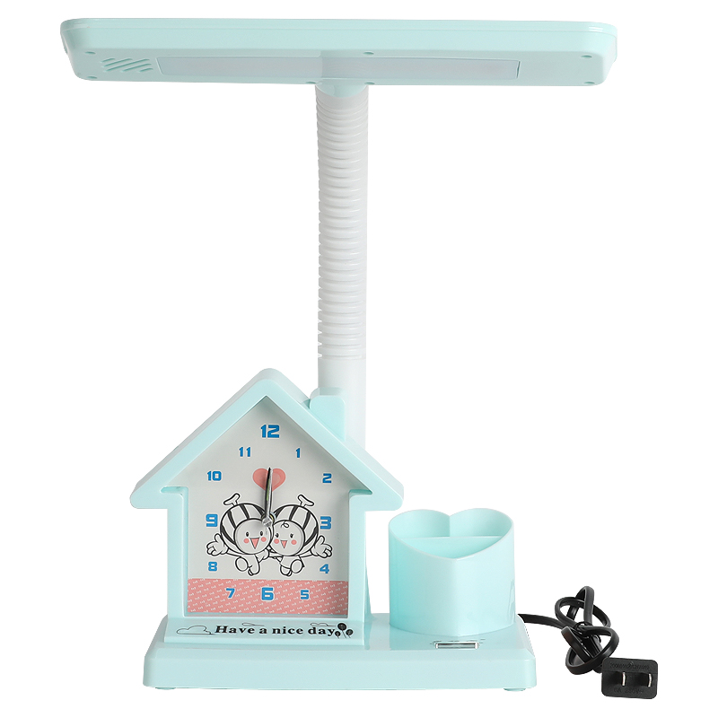 儿童台灯护眼书桌小学生防近视插电式卡通可爱闹钟学习保视力