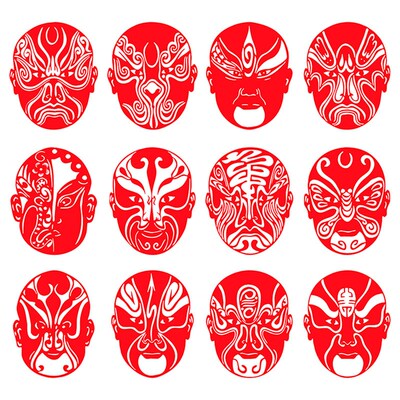 京剧脸谱剪纸作品成品经典艺术人物国粹刻画底稿非遗手工艺剪纸画