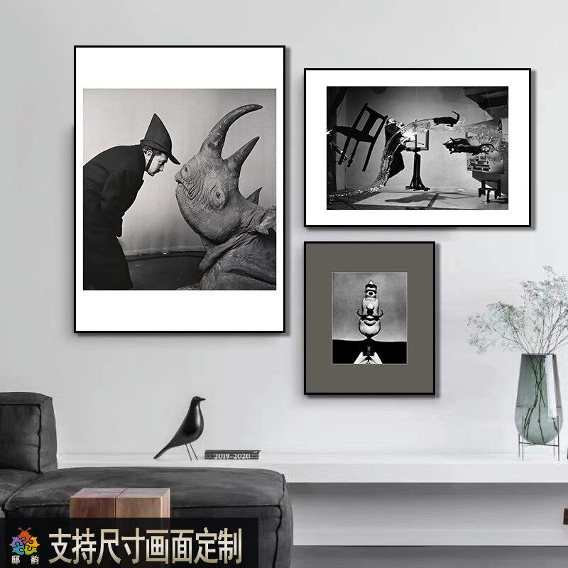 达利艺术作品装饰画客厅卧室黑白组合墙面挂画后现代玄关柜上壁画