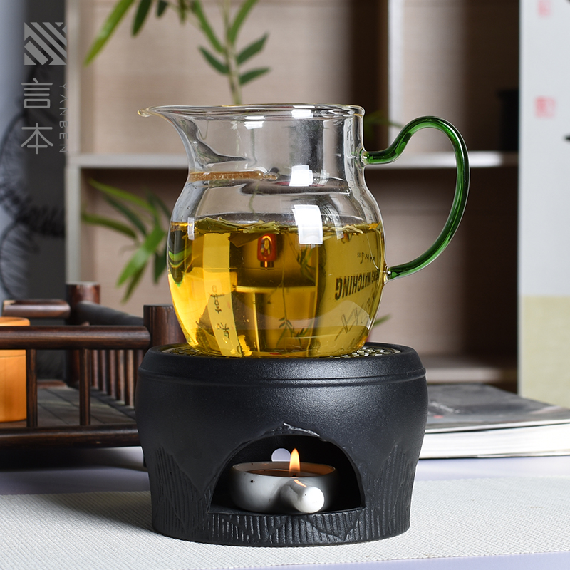 陶瓷温茶煮茶炉蜡烛加热保温花茶壶大号公道杯茶馆明火煮茶器套装