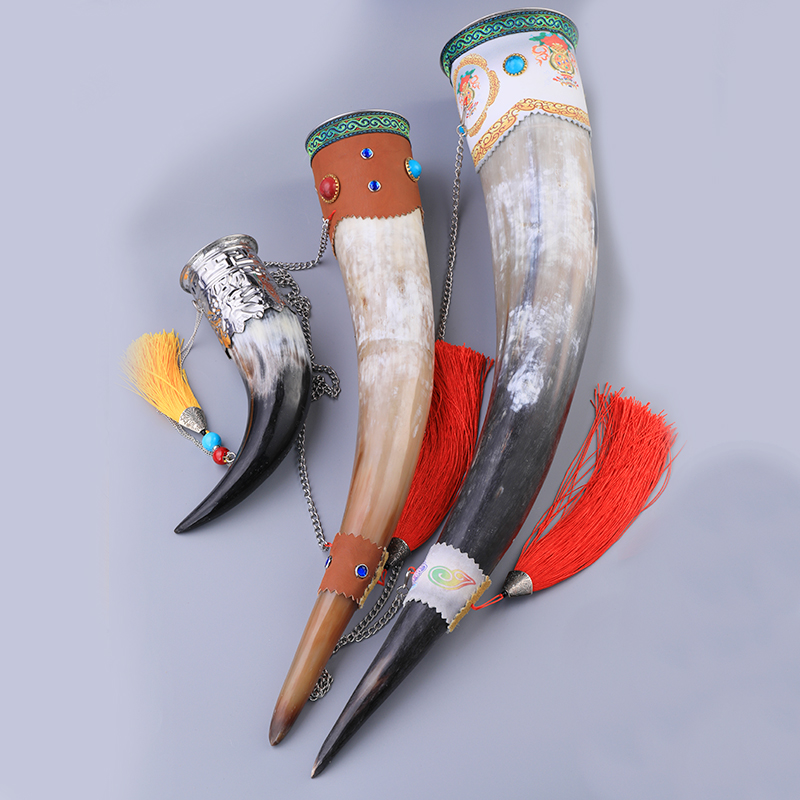 真牛角结盟杯内蒙古天然特大号银碗敬酒杯舞台道具演出蒙餐具酒具