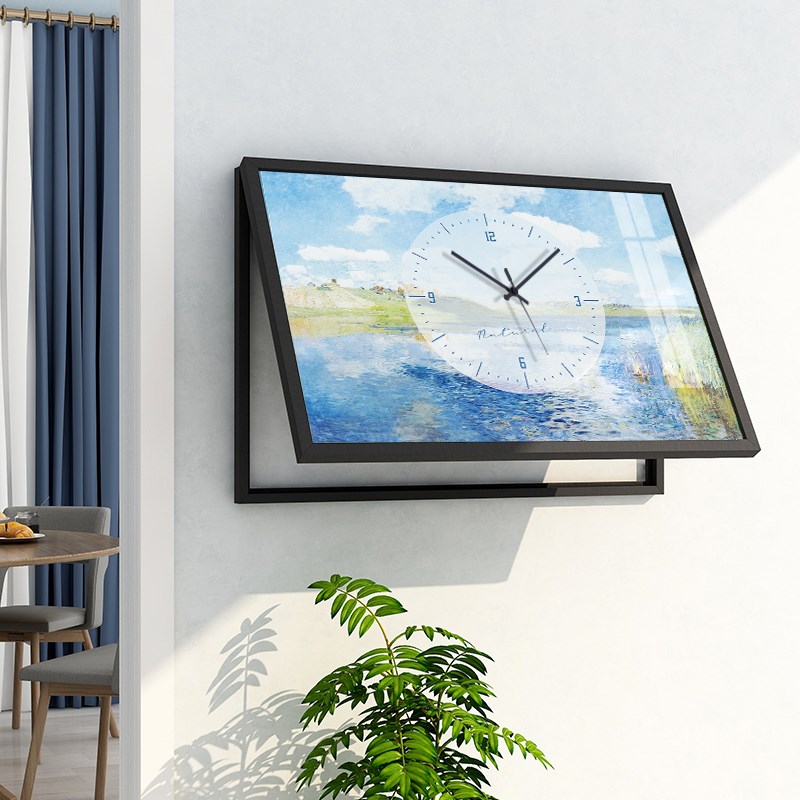 起贝现代简约电表箱装饰画带钟表电闸箱配电箱挂钟遮挡箱时钟挂画