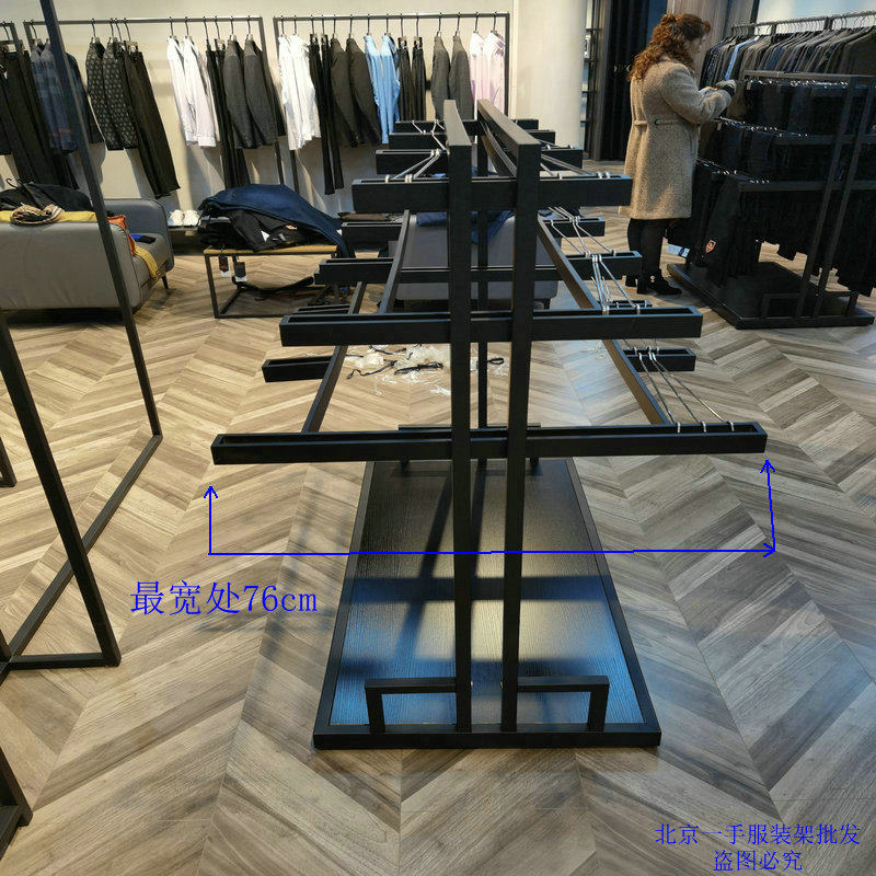黑色铁艺裤架中岛架服装商场裤台展示架超市双面挂裤子架西裤架子