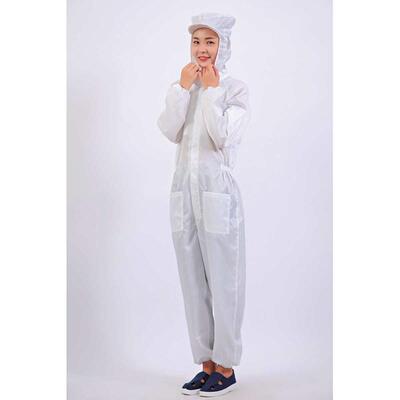 防静电连体服无尘服带帽檐服帽带防护静电口袋静电连连体衣喷涂衣