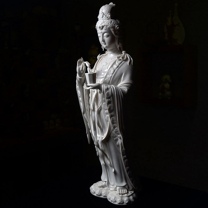 自有名堂 杨柳观音 陶瓷佛像人物工艺品家居客厅玄关桌面禅意摆件