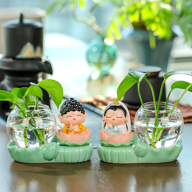 创意小神仙水培摆件办公装饰花瓶个性迷你花器水养植物容器小摆设