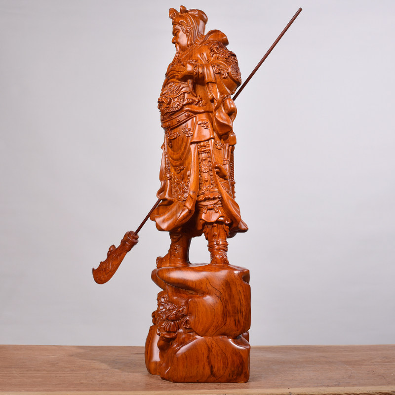 花梨实木雕刻关公摆件木头武财神红木工艺品根雕家居装饰关二爷像