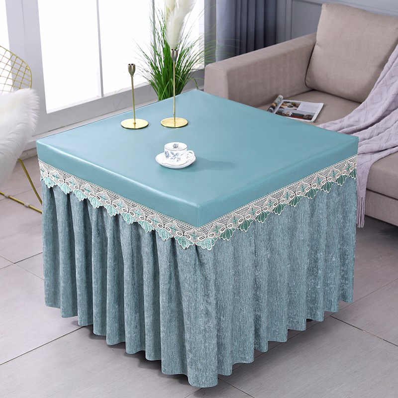 欧式桌布防水防油易檫耐脏夏季垂纱烤火桌罩雪尼尔布正方形电炉罩