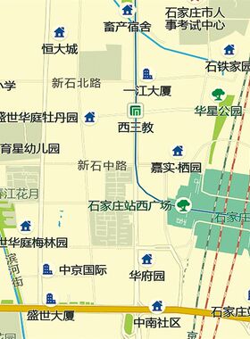 2024新款石家庄市区地图办公室挂图高清防水墙壁贴超大装饰画定制