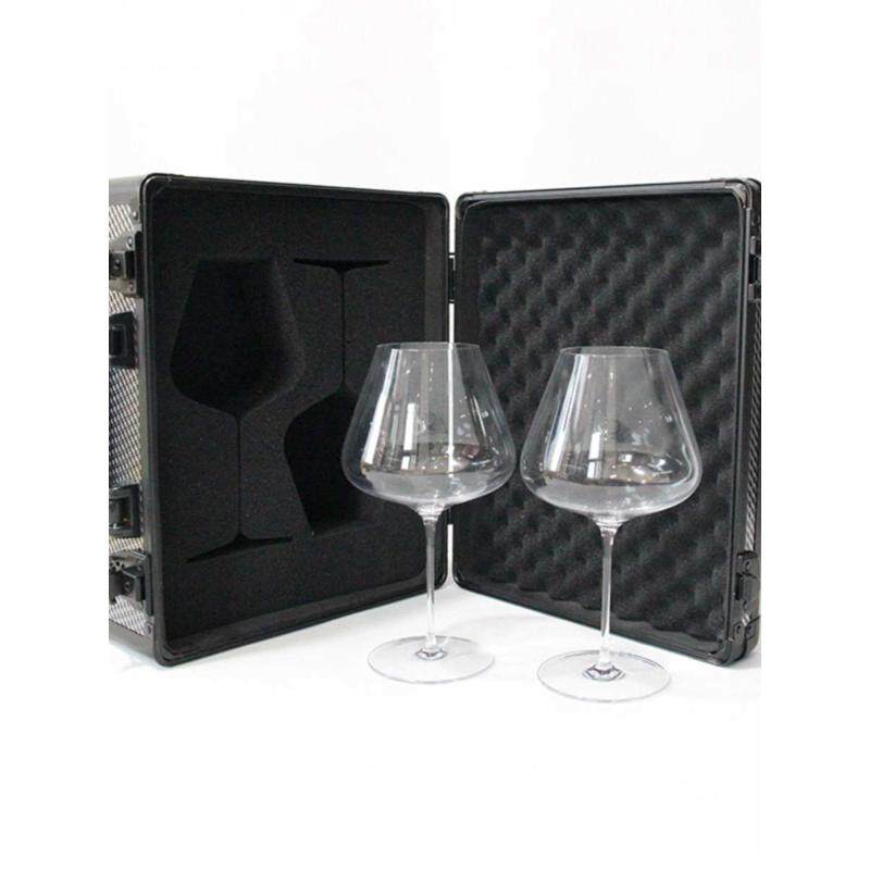 黑领结红酒杯收纳箱子外带手提户外装旅行存放车载便携家用支2箱