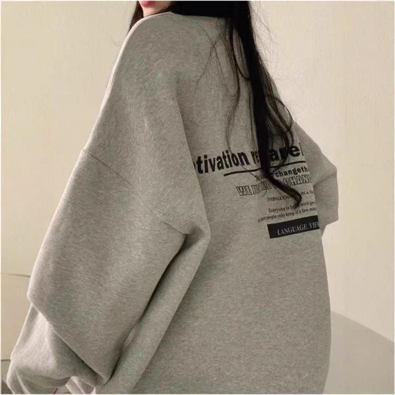 美式复古韩版加绒卫衣女秋冬季2025新款宽松bf慵懒风百搭加厚上衣