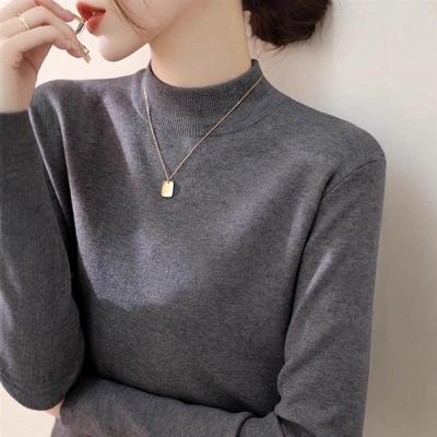 冬季2025新品慵懒半高领长袖针织打底衫女修身内搭高级超好看毛衣