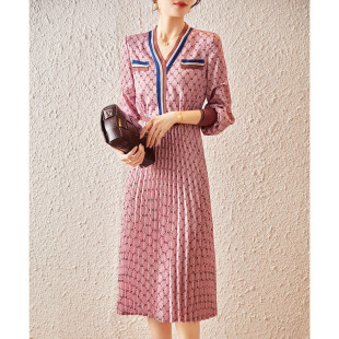 &白鹿语优雅气质V领腰带通勤连衣裙ZBY20011 玉米粉丝专享