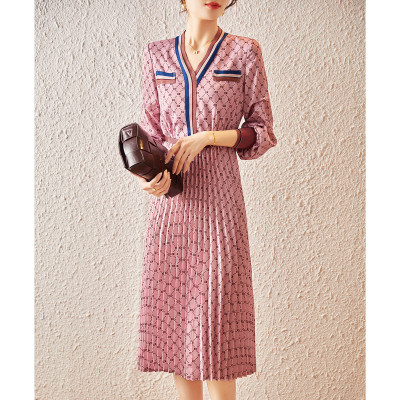 【玉米粉丝专享】&白鹿语优雅气质V领腰带通勤连衣裙ZBY20011