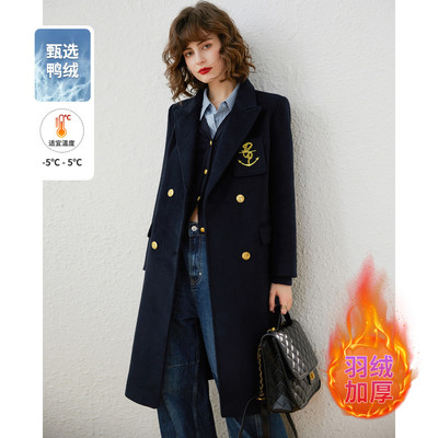 【专柜大清仓】&白鹿语设计感刺绣双排扣羽绒服大衣ZBX10053