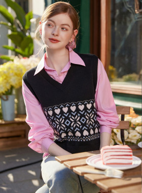 【玉米粉丝专享】&白鹿语英伦风套头微弹可外穿针织衫BY50087