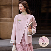 &白鹿语千金风羊毛混纺绣花双面呢大衣BX20095 专柜大清仓