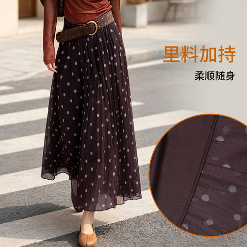 【晶晶姐妹专属】&白鹿语复古甜美波点A字大摆长裙BL50374