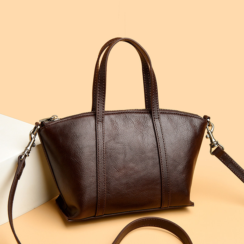 真皮饺子包女包2026新款欧美复古牛皮简约手提单肩斜挎女包代发