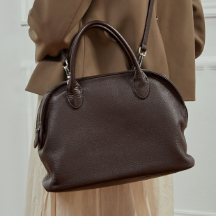 琳蒂袋鼠小众设计复古牛皮时尚贝壳手提包百搭老钱风大容量手提包