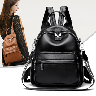 琳蒂袋鼠双肩包女真皮软2025新款时尚头层牛皮大容量旅行妈妈背包