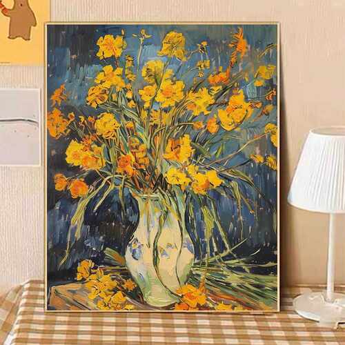 数字油画diy瓶中花手工填色画治愈系油彩画装饰画生日礼物