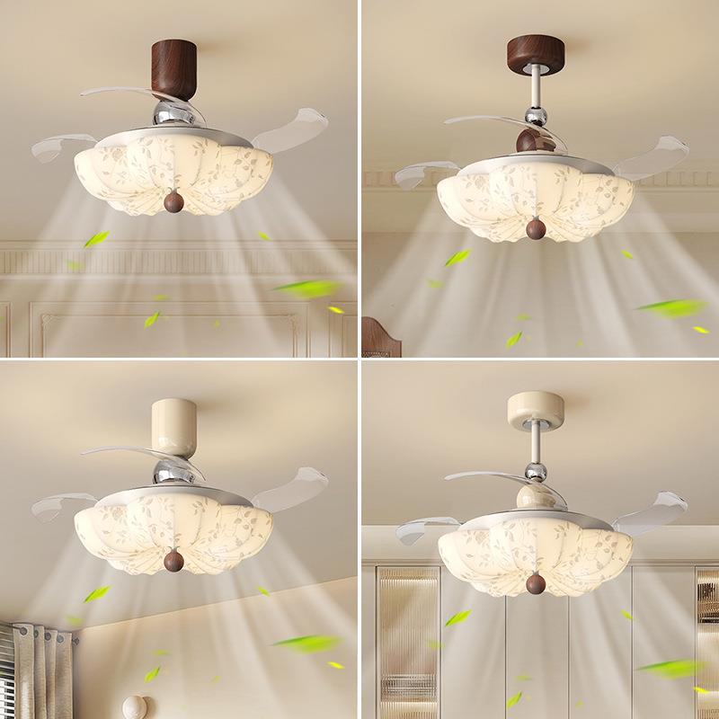 国风宋代美学吊灯静音风扇灯隐形卧室灯2025新款中古餐厅灯吊扇灯