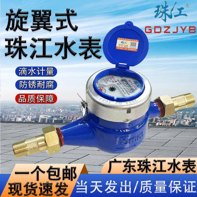 珠江水表家用4分6分DN20自来水出租房国标智能数字旋翼式表防滴漏