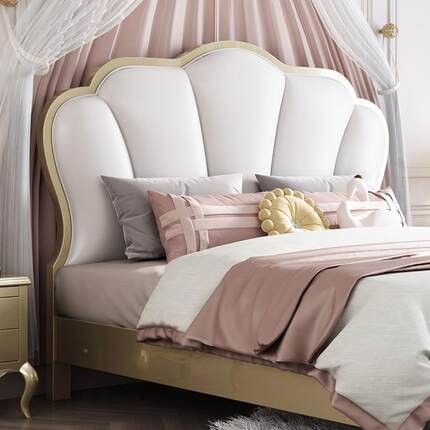 美现式木床实轻奢代简约1.5米婚8床公主床686双人床1.储物主卧花