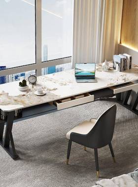 岩长条桌靠板墙隔板书桌书阳台窄条桌房客厅大长工作脑NIT台办公