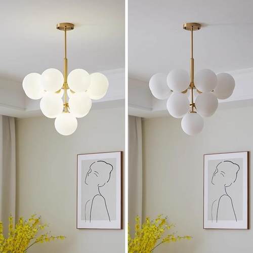 全铜客厅吊灯奢简约卧室房书楼设计师梯法式创意圆轻球魔豆餐152