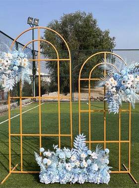 款婚庆新铁艺结婚景背道具迎宾架方框几何风花架新UBV屏中式艺花