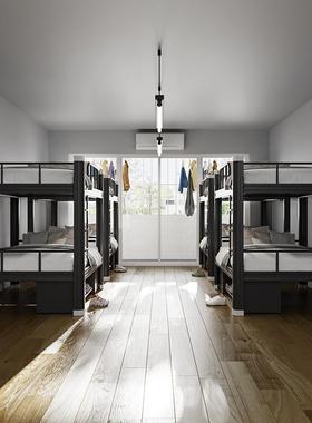 单上下YANEN-XC铺铁架床学生公寓双层床员宿舍人高双低床加厚工人