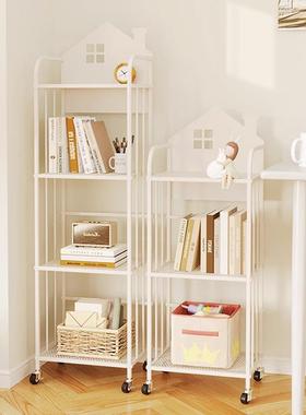 铁简易童可移动儿艺书架带轮读区放书包置XQE物架落地绘本收阅纳