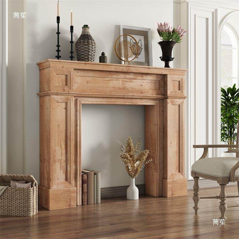美宿式复古实木壁炉架欧式简约民玄关装饰柜式VFU婚礼摄摆件道影