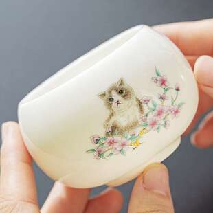 德化白瓷主人杯女士精致茶杯单杯个人专用高档喝茶杯子陶瓷品茗杯