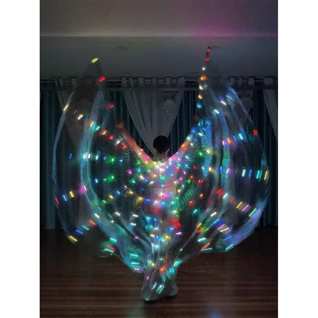 新款led发光蝴蝶翅膀带灯背饰道具七彩披风闪烁演出服装角色扮演