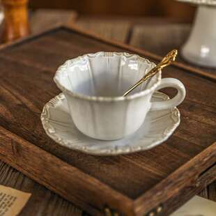 法式陶瓷复古风咖啡杯碟下午红茶杯子宫廷风欧式拉花大口咖啡杯子