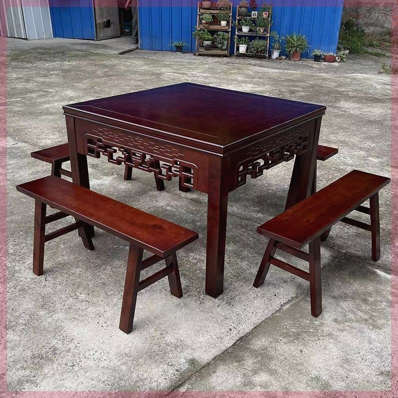 实木餐桌椅家用复古八仙桌仿古四方餐桌餐厅饭店面馆商用家用餐桌