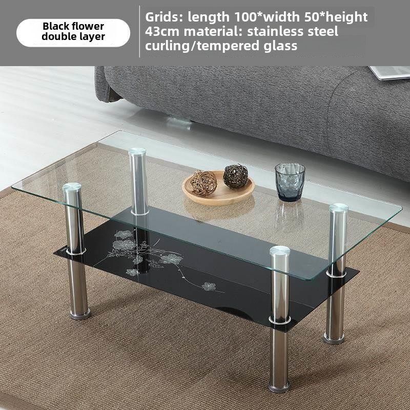 组装茶台隔热喝茶客厅玻璃桌子长方形茶几钢化80-120cm透明中小型