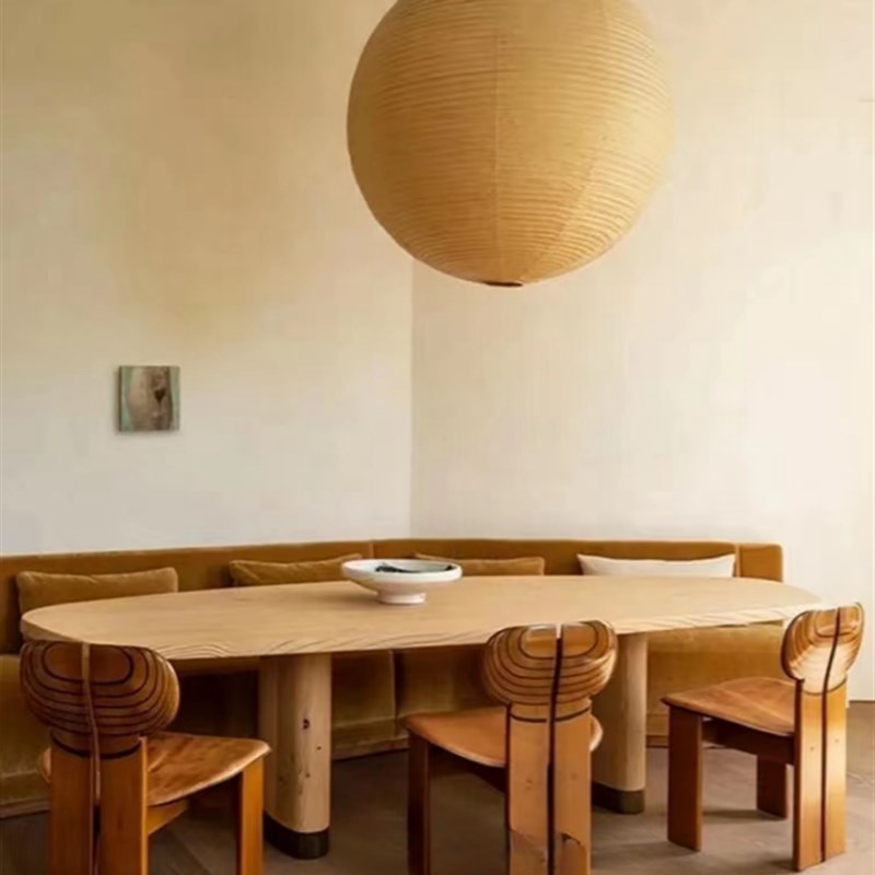 复古实木餐椅设计师侘寂风复古样板房餐桌椅书椅酒店民俗接待椅子