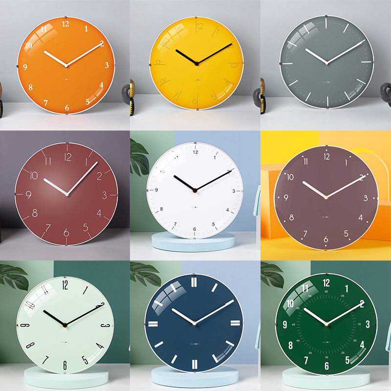 静音挂表卧室壁钟圆形玻璃钟表挂墙挂钟客厅简约现代时尚创意时钟