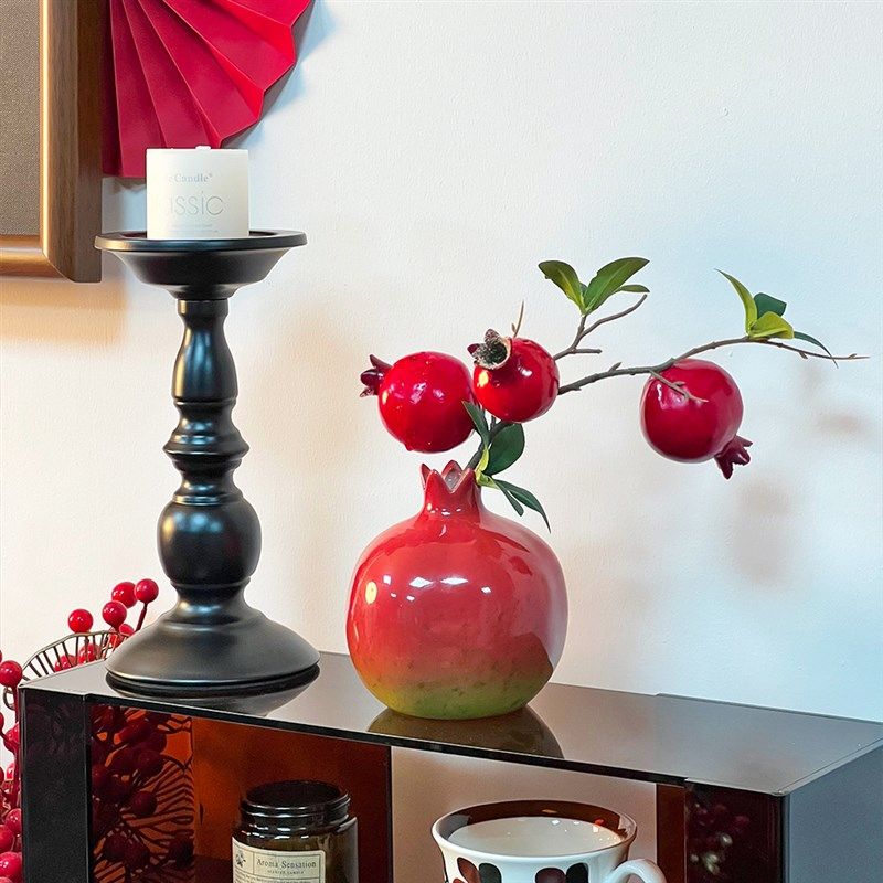 喜庆摆件石榴花仿真花假花石榴果树枝果实餐桌装饰吉祥果摆件摆设